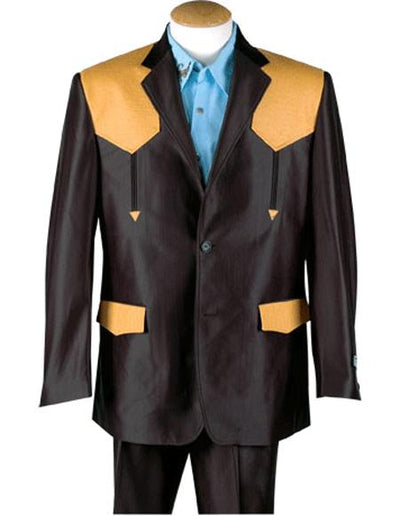 Men's Brown Cuff Link Two Button Western Blazer by Menssuitsatlantain