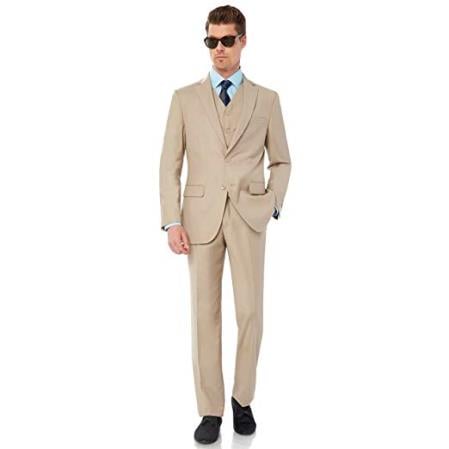 Men's Two Button Modern Fit Suits Tan Suit – SuitUSA
