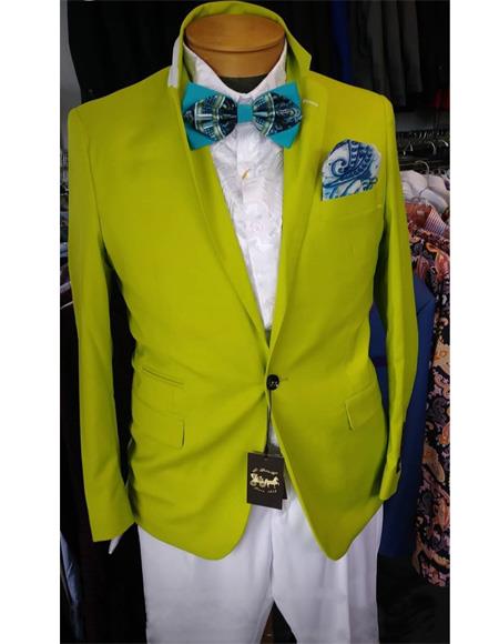 Men's Neon Green Blazer - Light Green Sport Coat mensusain
