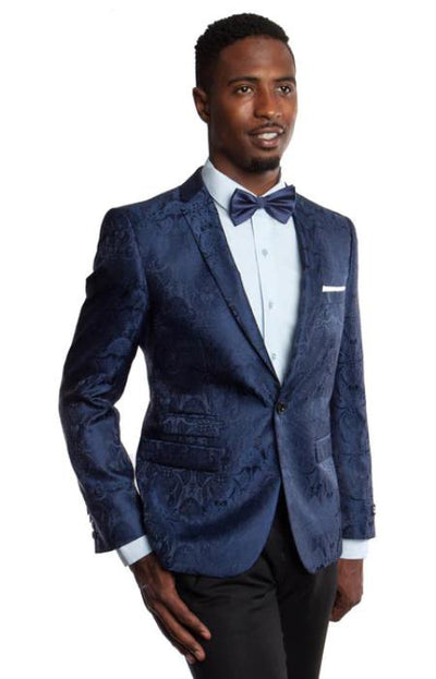 Navy Blue Paisley Blazer by mensusa