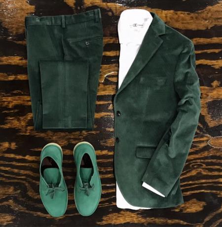 Velvet Tuxedo Dinner Jacket velour Men's blazer Jacket + Scarab Green