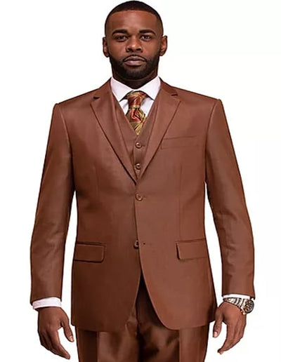Men's Rust 2 Button Sharkskin Mini Pin Dot Pattern With Settle Sheen Suit by Menssuitsatlantain