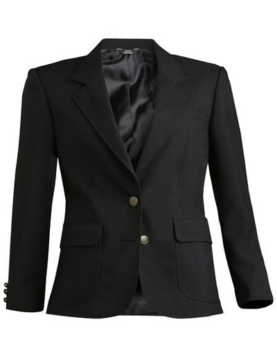 Two Button Solid Black Women Blazer by Mensusain