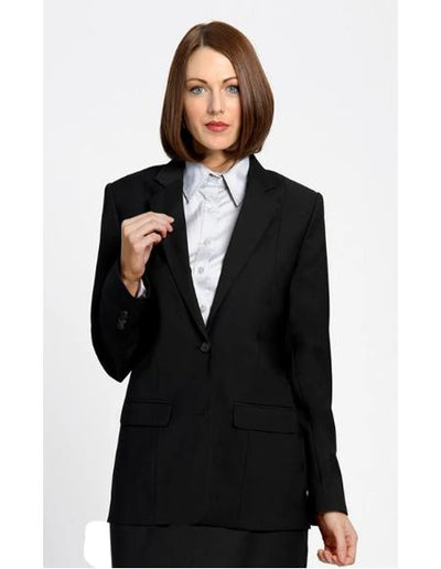 Two Button Solid Pattern Black Women Blazer by mensusain