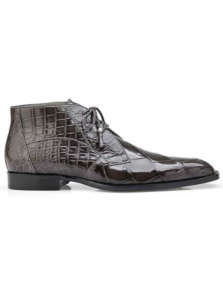 Belvedere Stefano Gray Genuine Alligator Ankle Boot