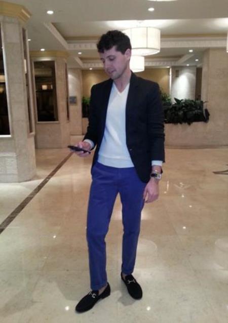 Black Blazer Blue Pants mensusa