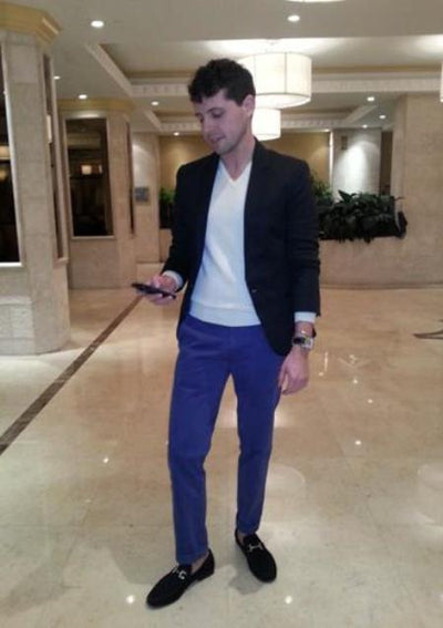 Black Blazer Blue Pants mensusa