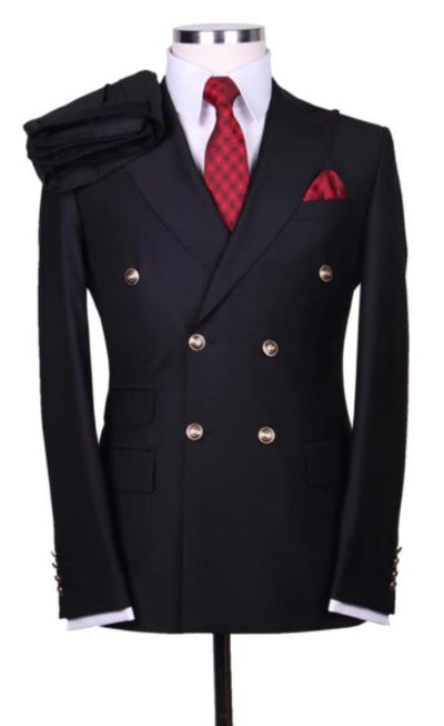Slim Fitted Cut Mens Black Double Breasted Blazers - Double Breasted Sport Coat mensusain