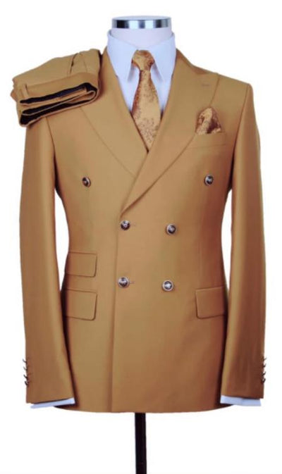 Slim Fitted Cut Mens Dark Salmon Double Breasted Blazers - Double Breasted Sport Coat mensusain