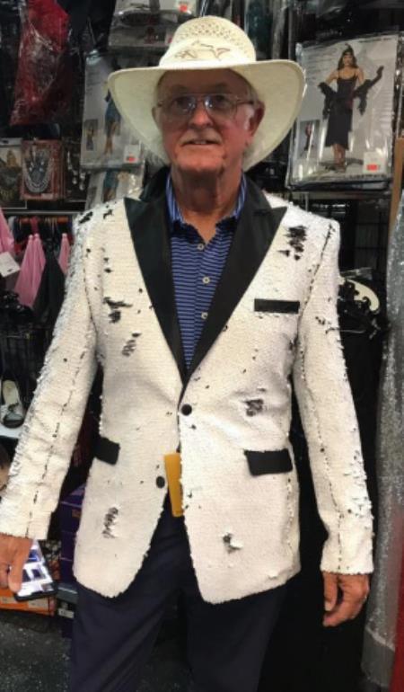 White and Black Reversible Sequin Blazer - Sequin Tuxedo mensusa