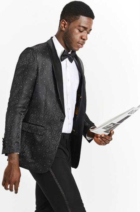 Mens One Button Black Tuxedo Blazer