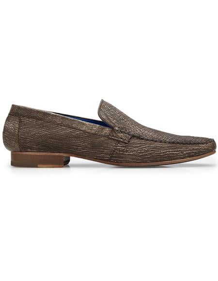 Belvedere Leather Lining Genuine Shark Loafers Brown – SuitUSA