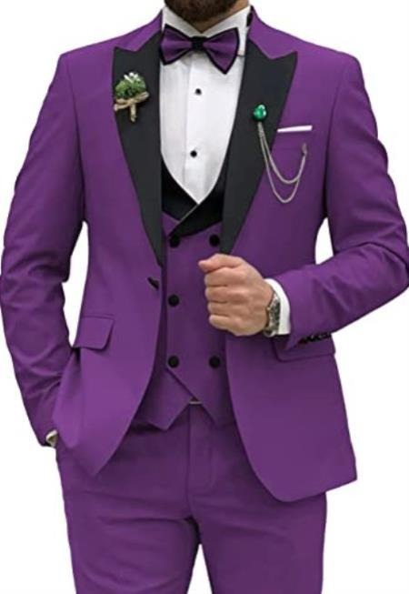 Ultra Slim Fit Prom Tuxedos - Purple Prom Suits With Double Breasted Vest - Homecoming Suit Purple Prom Dress – SuitUSA