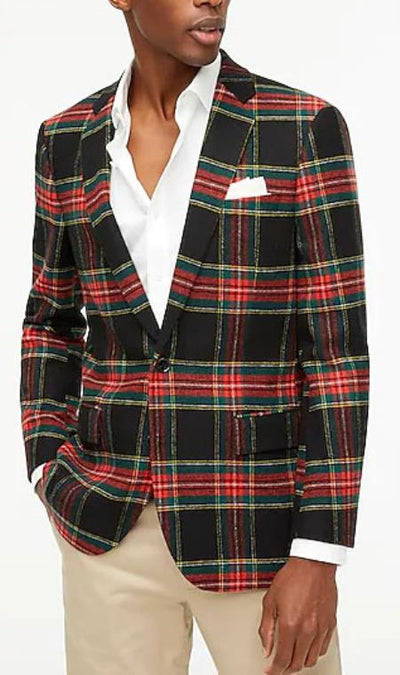 Red Tartan Blazer - Holiday Blazer by mensusain