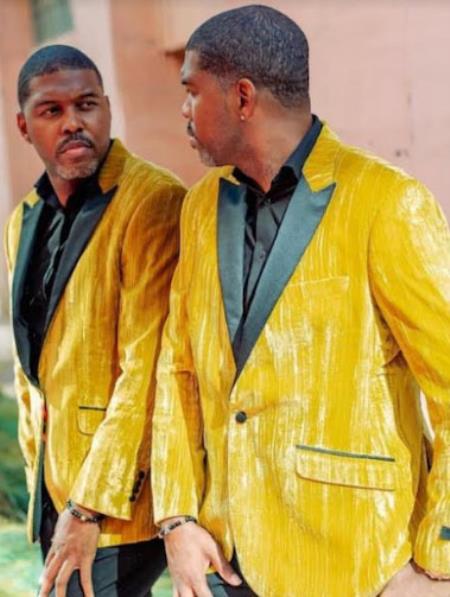 Gold and Black Tuxedo Dinner Jacket - Prom 2026 Gold Blazer by mensusa