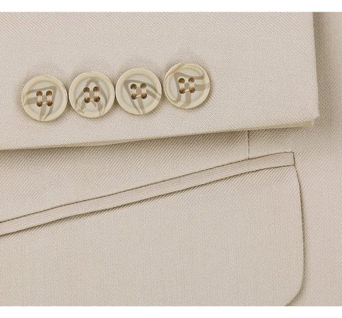 Mens Basic Two Button Classic Fit Suit With Optional Vest In Light Tan Beige