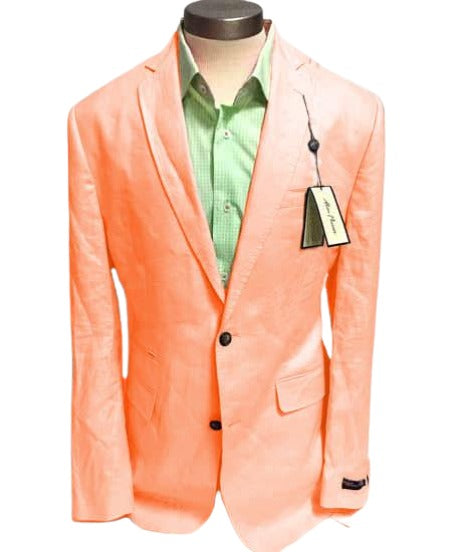 Mens Linen Blazer - Coral Linen Sport Coat - Summer Blazer by mensusain