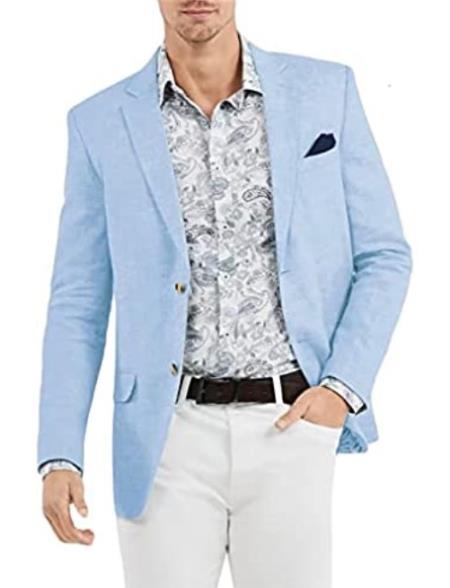 Linen Blazer - Light Blue Linen Sportcoat by mensusa