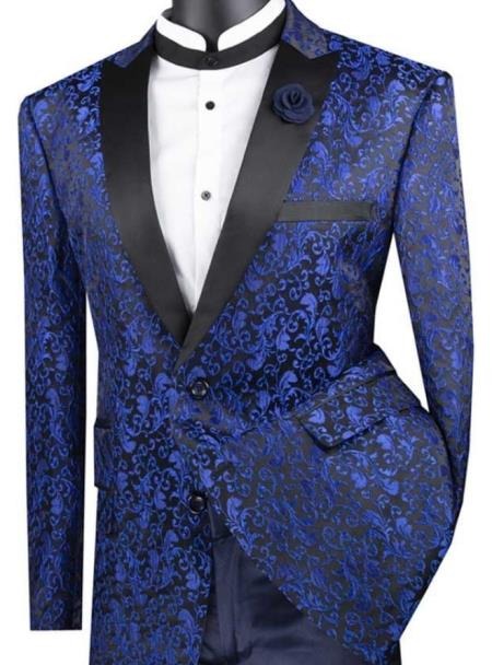 Paisley Blazer - Blue Tuxedo - Dinner Jacket - Prom Tuxedo by PROMTUXEDO