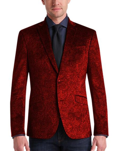 Burgundy ~ Wine Velvet Blazers - Paisley Sport Coat - Slim Fit mensusain