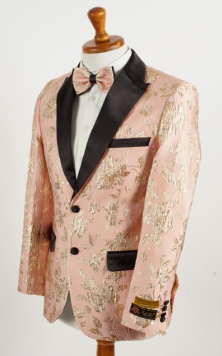 Big and Tall Tuxedo Jacket - Sand ~ Gold Paisley Floral Blazer by mensusa