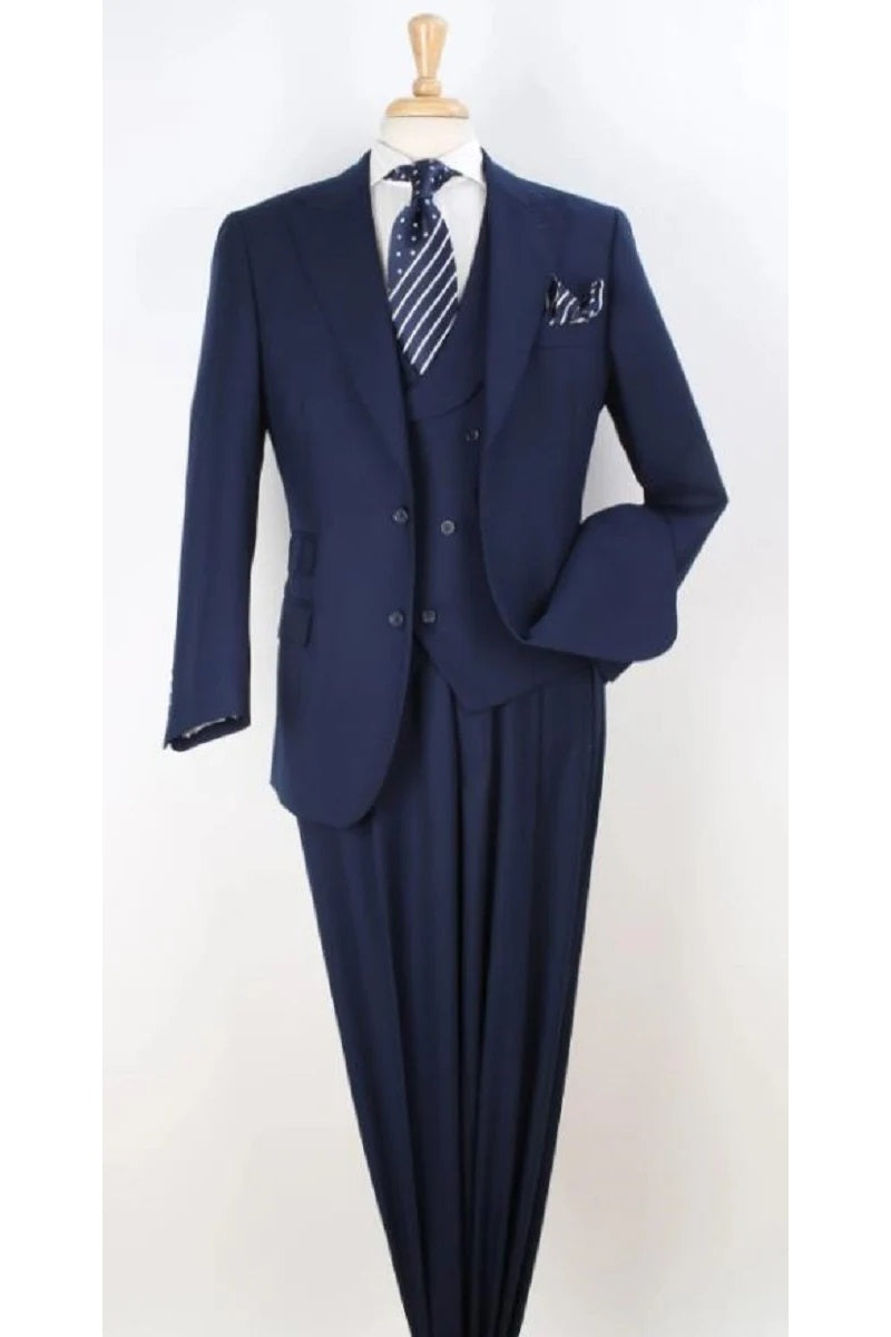 Big and Tall Business Suits - Suits For Big Man - Large Men's Navy Vested Suits - New Arrival – SuitUSA