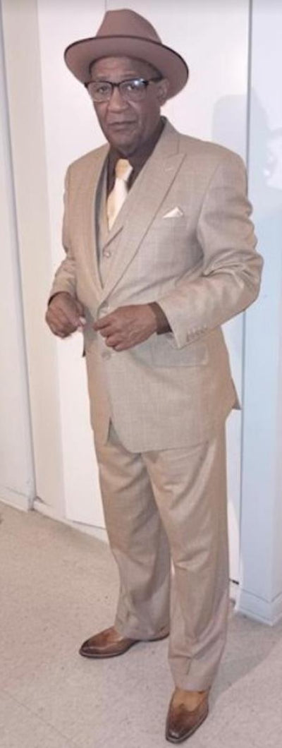 Mens Plaid Windowpane Suit - Camel - Khaki Beige Color Suit - Summer Color Light Weight Super 140's mensusain