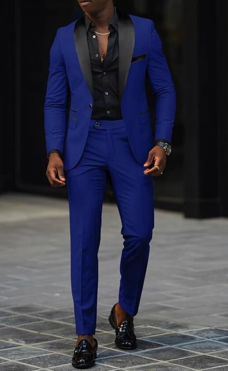 Men’s Black and Royal Blue Tuxedo – Luxury Prom & Wedding Suit