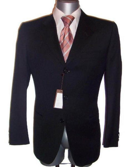 Mens 3 Button Blazer - Three Button Black Sport Coat - Side Vented - Wool Blazer