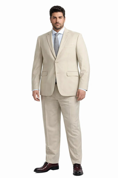 Mens Basic Two Button Classic Fit Suit With Optional Vest In Light Tan Beige