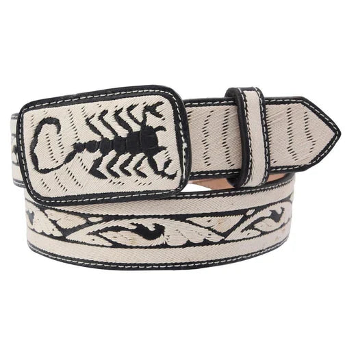 Cinto Vaquero Cuero de Vacuno Bordado