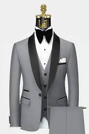 Grey Prom Suits & Prom Tuxedos | Gold Prom Suit Gray Prom Dress