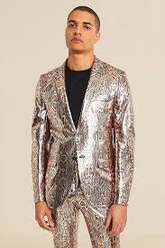Slim Gold Snake Skin Suit - Snakeskin Tuxedo by Renoirin