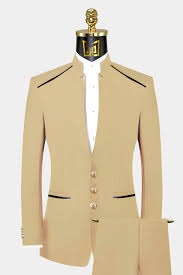 Champagne Mandarin Collar Suit |Mandarin Suit