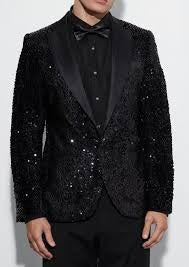 Sequin Tuxedo Blazer With Satin Lapel in Black Sequin Tuxedo Apollo King – SuitUSA