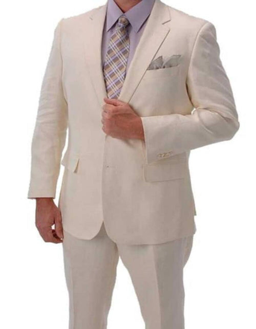 Linen Suit - Mens Summer Suits Ivory Big and Tall Color - Beach Wedding - Men's Tuxedo USA