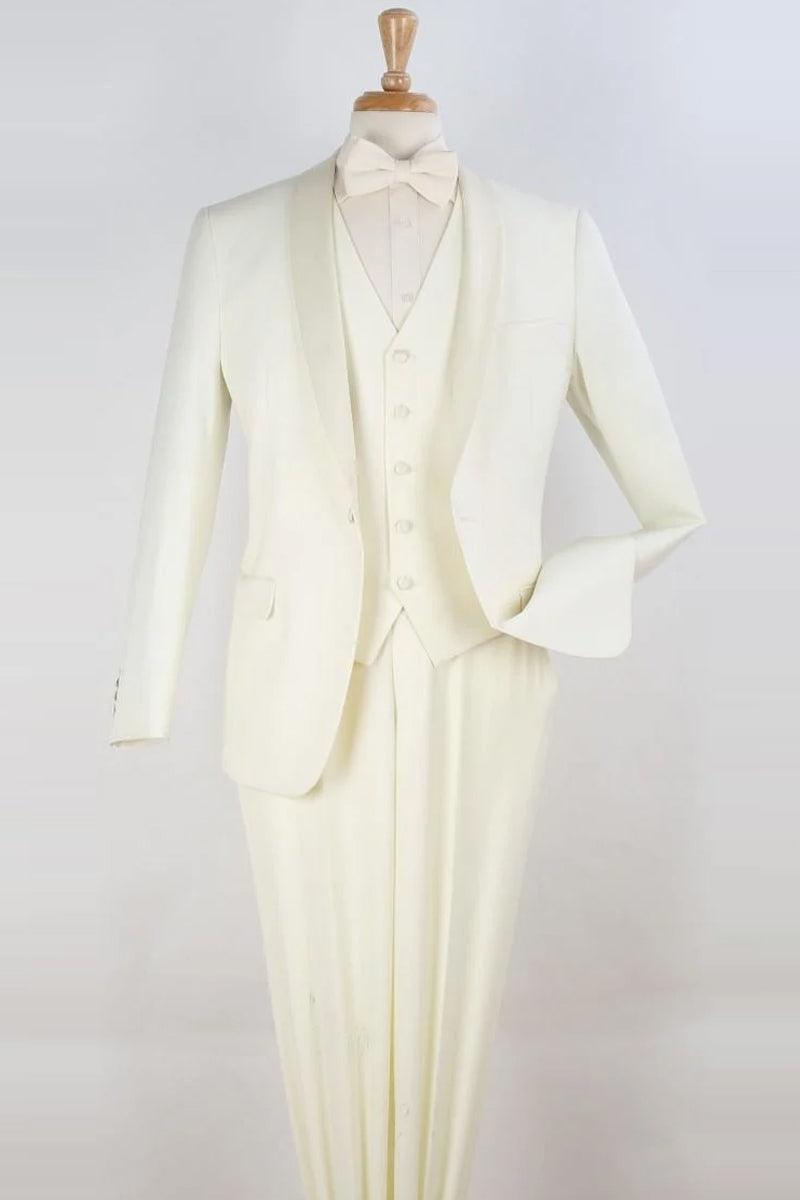 "Ivory Vested Shawl Tuxedo: Royal Diamond Mens One-Button Modern Fit" - USA Men's Outlet – SuitUSA