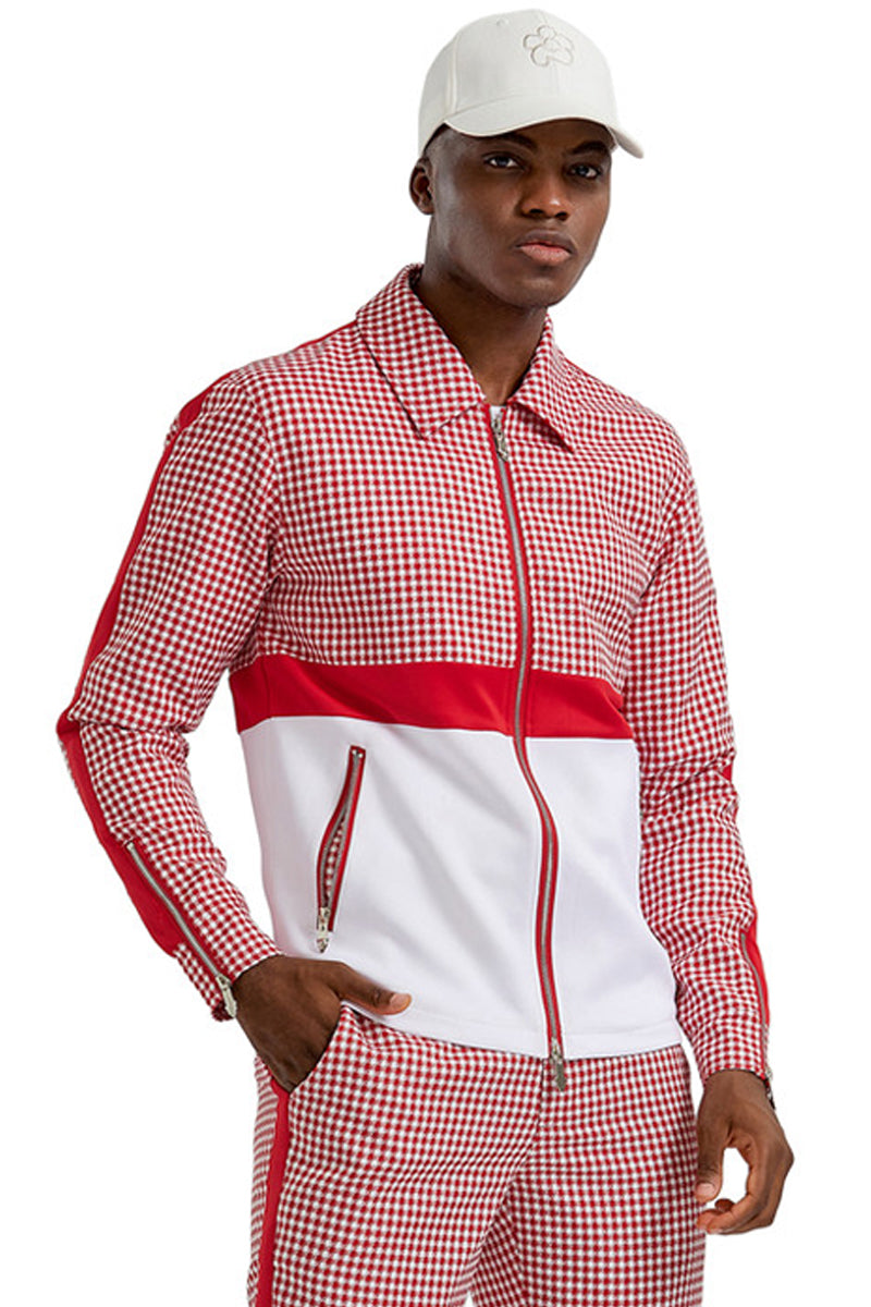 Men's Red Houndstooth Walking Suit Set – SuitUSA
