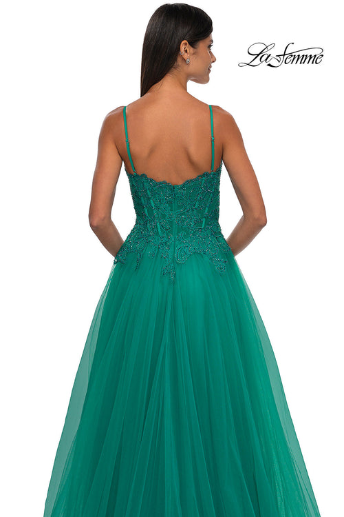 La Femme 32646 Lace Applique Sleeveless Prom Gown