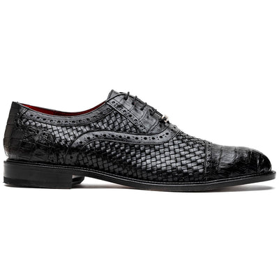 Marco Di Milano John Woven Caiman Crocodile Oxfords Black