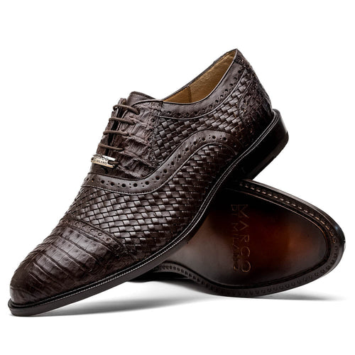 Marco Di Milano John Woven Caiman Crocodile Oxfords Brown