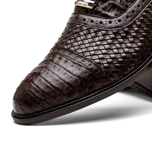Marco Di Milano John Woven Caiman Crocodile Oxfords Brown
