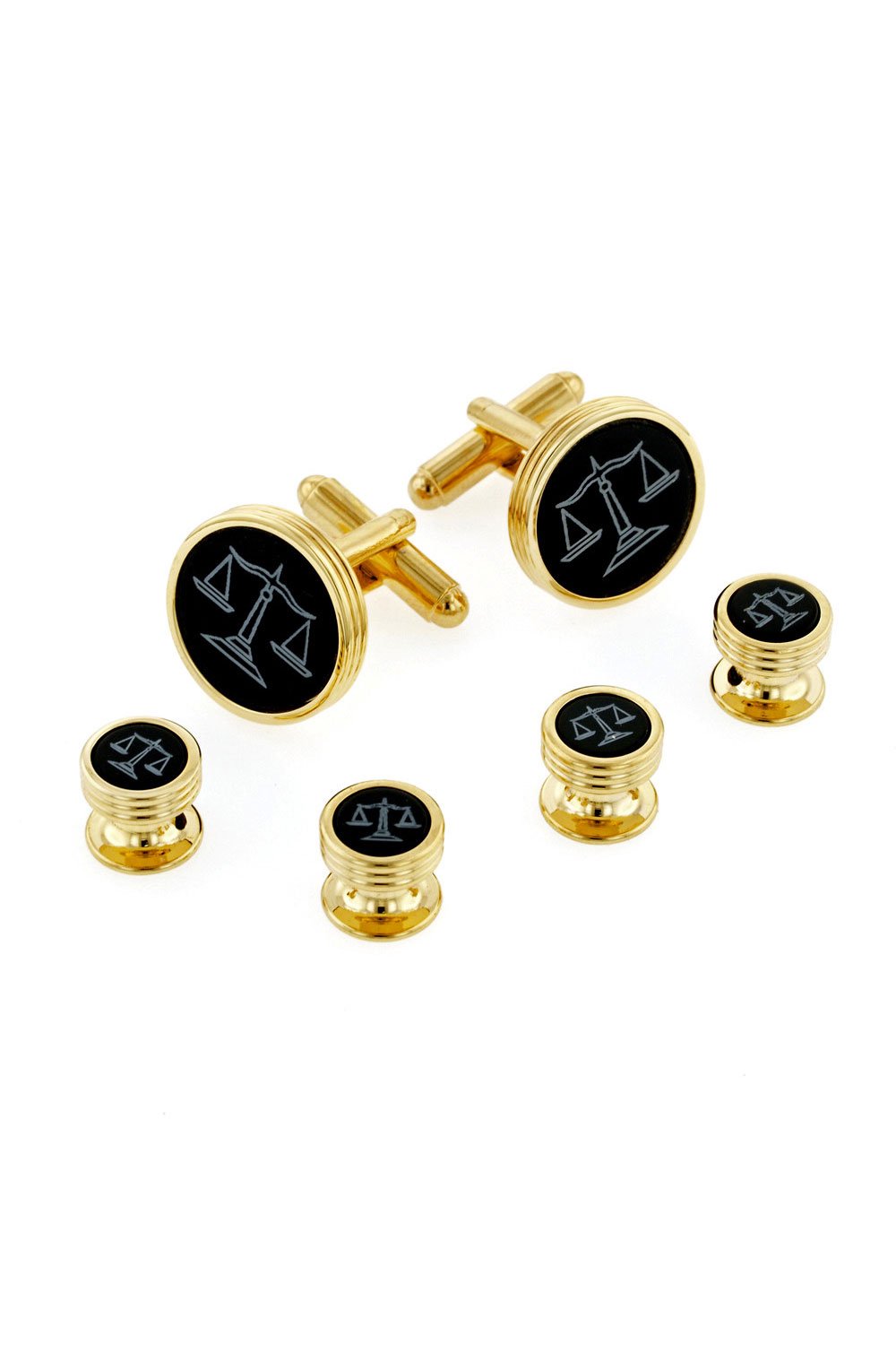Lawyer Onyx Gold Studs and Cufflinks Set