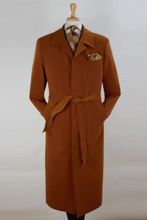 "John Knight Men's Belted Wool Peacoat in Classic Copper" - Elegant Mensattire