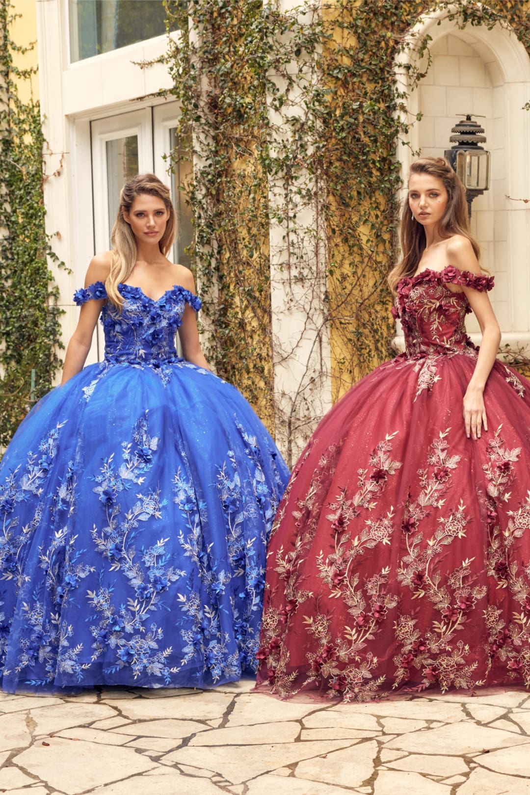 Juliet 1447 Off Shoulder 3D Floral Applique Sweet 16 Quince Ball Gown - Dress – SuitUSA