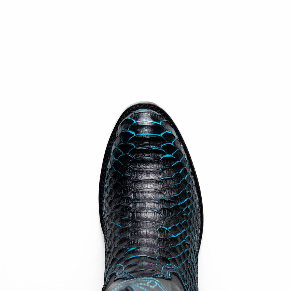 Marco Di Milano Kansas Black / Blue Python Round Toe Cowboy Boots