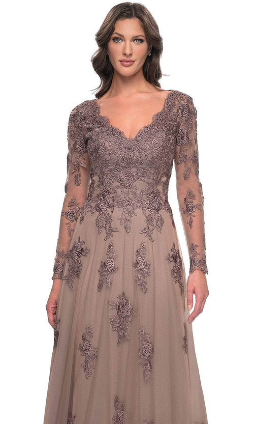 La Femme 30795 Long Sleeve Tulle Evening Dress