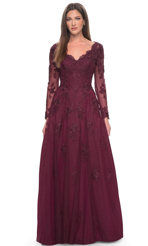 La Femme 30795 Long Sleeve Tulle Evening Dress