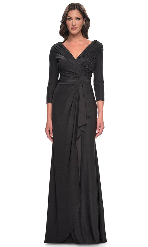 La Femme 30845 Ruched Long Sleeve Evening Dress