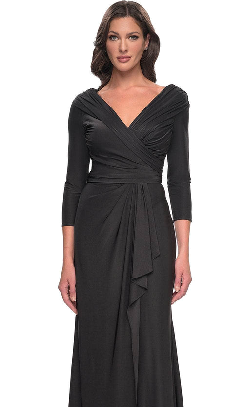 La Femme 30845 Ruched Long Sleeve Evening Dress